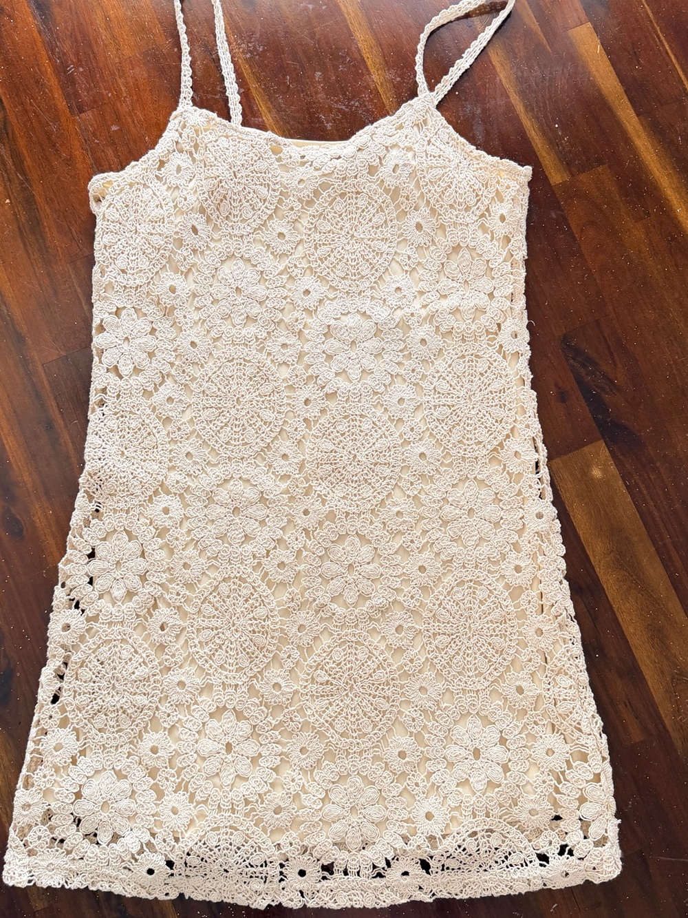Mango Cream Crochet Mini Dress